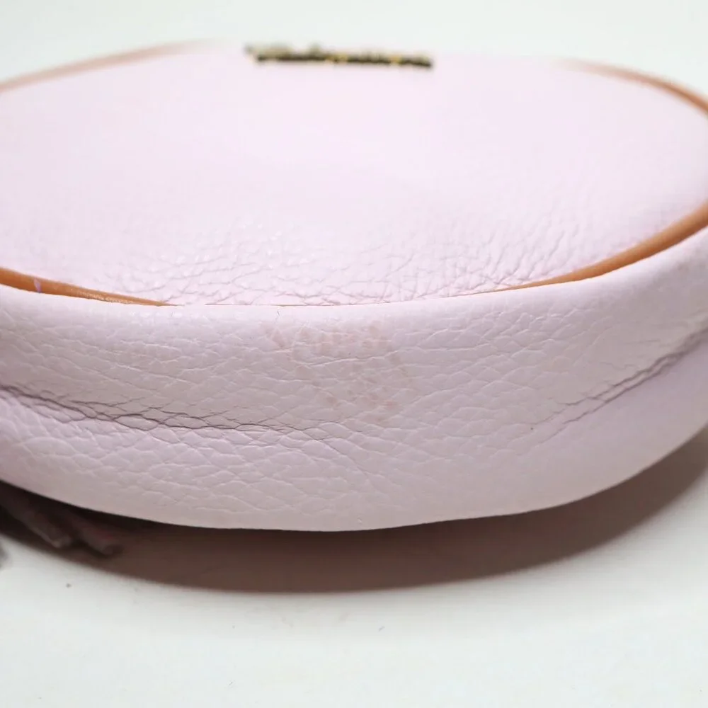 Valentina Italia Pink Small Circle Crossbody Bag Adjustable Strap Luxury Leather - Picture 9 of 12